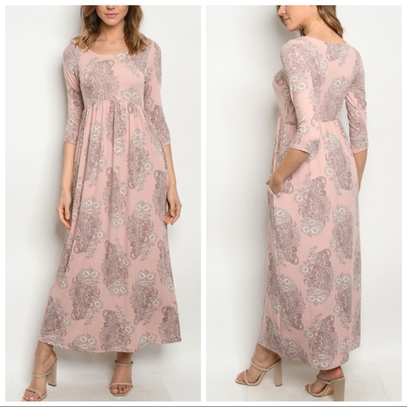 long sleeve maxi dress blush